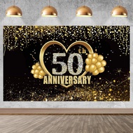 7x5ft 50th Wedding Anniversary Photography Backdrop Decorations, Gold Happy 50 Anniversary Party Sup