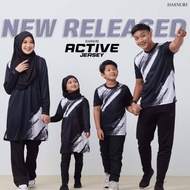 Baju Muslimah Plus Size Hasnuri Active Wear Sedondon Family Set Jersey Muslimah Labuh Tshirt Family Day Wear Jersey Muslimah Microfibre Couple Set