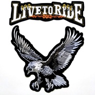 ซื้อคู่ถูกกว่า ตัวรีดขนาดใหญ่ติดหลังเสื้อ 2 ชิ้น Large 2PCs Live To Ride+ Hunting Upwing Eagle MC Bi