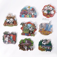 Wooden Silver Foil Chengdu Culture Elements Refrigerator Stickers Cartoon Panda Souvenirs Chengdu Ci