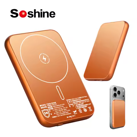 Soshine 5000mAh Slim Power Bank for MagSafe Magnetic Wireless 15W Fast Charging Portable External Ba