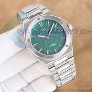 jam tangan iwc automatic pria silver stainless steel dial green D.39mm
