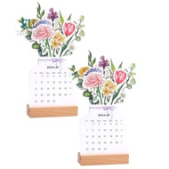 2024 Bloomy Flowers Desk Calendar with Wooden Base, Creatives Floral Desk Calendar, Desk Calendar 20