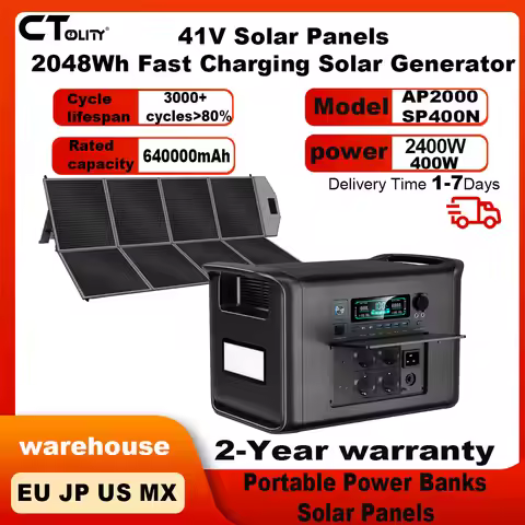 CTOLITY AP2000 SP400N 2400W Portable Power Station With 400W 41V Foldable Portable Solar Panel For O