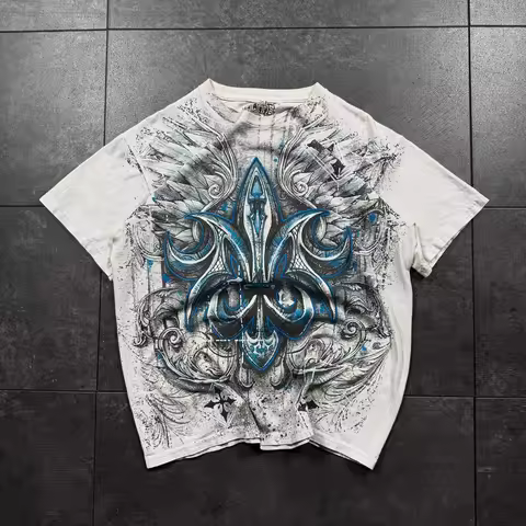 2000s MMA ELITE Shirt Skull Print Fashion Graphic Top Street Style Loose Clothing unforgiven Men's G