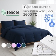 Grand Olvera™ TENCEL™ & Cotton Fitted Bedsheet Set – Blue | 1200TC | 1600TC | Cooling, Soft & Breath
