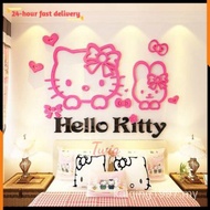 💕Ready stock💕Pelekat Dinding Cermin✭Pelekat Cermin✭Tidak Boleh Dipecahkan✭Mudah Dipasang✭Dekorasi Rumah ✤Kartun Hellokitty Cat 3D Stiker Dinding Stiker Akrilik Stiker Bilik Tidur Bilik Kanak-kanak Hiasan Bilik Samping Tempat Tidur