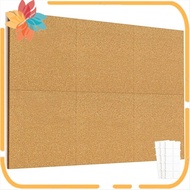 12inch X 12inch Cork Tiles, 6 Pack Cork Boards for Wall with Safe Removable Adhesive Tabs, Large Cor