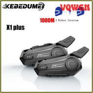 VQWGN X1 Plus Motorcycle Bluetooth 1000M Intercom Helmet Headset For 2 Rider Intercomunicador Moto W