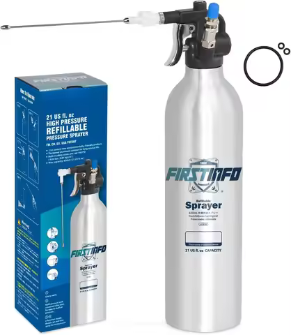 Refillable Aerosol Spray Can, 620ml Thickened Aluminum, Max Pressure 140psi, Wide Mist & Stream Nozz