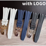 26-27mmSilicone Strap - Luxury Replacement Band for 15400/15703 | AP Logo Folding Clasp (Waterproof 