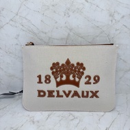 DELVAUX棕色LOGO皮拼布手拿包