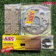 Gear SSS Set 428 + Rantai SSS 428 SB untuk motor Tiger Revo/2000 Verza Glpro Megapro Cb Lama 100/125