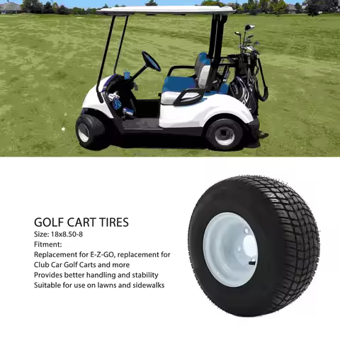 18x8.50‑8 Golf Cart Tires Rubber Better Handling Golf Cart Tire and Wheel Assembly Replacement for E