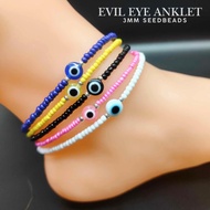 Jeffstore Fashion EVIL EYE ANKLET WITH LOCK 2-3mm seedbeads