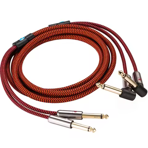 Audiophile 1/4 Inch TS Jack Audio Cable Dual 6.35 to Dual 6.35 for AMP Sound Mixer Electronic Organ 