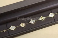 💚Brand New✨Buccellati 白貝母鑲鑽鐳射 四葉草手鍊