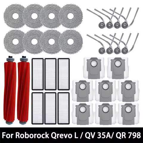 For Roborock Qrevo L /QV 35A / QV 35S / QR 598 / QR 798 Parts Accessories Main Side Brush Filter Mop
