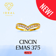 IDEAL Cincin Emas 375 / 9k Batu V Original Gold Ring Stone Love Nikah Design Murah Tulen 375