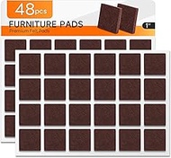 48 PCS Felt Furniture Pads, 1-inch Square Brown Chair Felt Pads, Felt Pads for Furniture Feet to Pro
