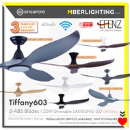 [WiFi] EFENZ Premium DC Ceiling Fan TIFFANY 60"-7Colours + Optional 22W Dimmable Samsung LED + Remote Control