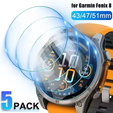 5pcs/lot Tempered Glass Watch For Garmin Fenix 8 43mm/47mm/51mm Screen Protector Film For FenixE 47m