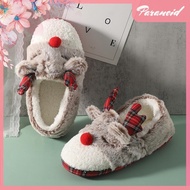 [paranoid.sg] Women Christmas Elk House Slippers Cozy Home Cotton Shoes for Winter Home Indoor
