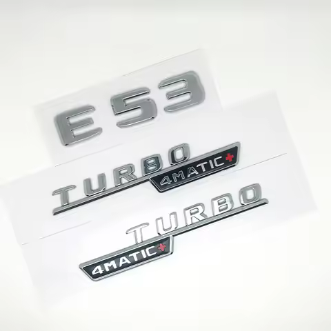 3D ABS Chrome Car Letters Logo E53 Fender TURBO 4MATIC Emblem Badge Rear Star AMG Sticker For Merced