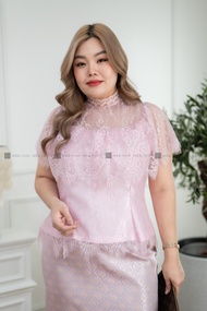 SSD87 เซ็ตชุดไทยแขนสั้น เสื้อผ้าพลัสไซส์ Plussize Fashion ชุดคนอ้วน แฟชั่นสาวอวบ