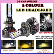 KOREA 3 COLOUR Car LED Headlight H1 H3 H4 H7 H8 H11 9005 9006 D2S D4S S31M