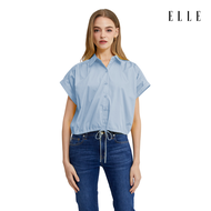 ELLE เสื้อเชิ๊ตผ้า COTTON แขนเกย ทรงCROP รุ่น W3B273