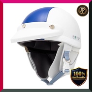 SANADA Helmet MACH FB Vintage Retro Style Leather Helmet for Under 125cc Motorcycle Yellow x White F