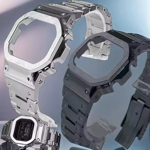 For Casio DW5600 5610 GM-5600 Modification Kit Metal Case Strap GWM 5610 Stainless Steel Solid metal