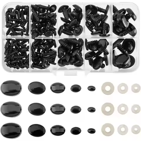 1 Box Safety Eyes and Noses Plastic Craft Eyes with Washers Oval Plastic Bear Eyes and Noses for Stu