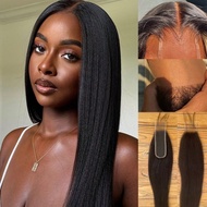 Yaki Straight 2x6 Skinlike Real HD Lace Closure Single Deep Spliting Human Hair Pre-Plucked 0.10mm U