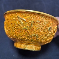 Antique Daqing Qianlong Year-Made Dragon Phoenix Gold Bowl Gilt Retro Fortune Copper Bowl Cornucopia