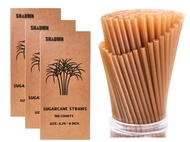 300pcs Sugarcane Straws 8 Inch Compostable Straws Biodegradable Eco-Friendly Drinking Straws Plastic