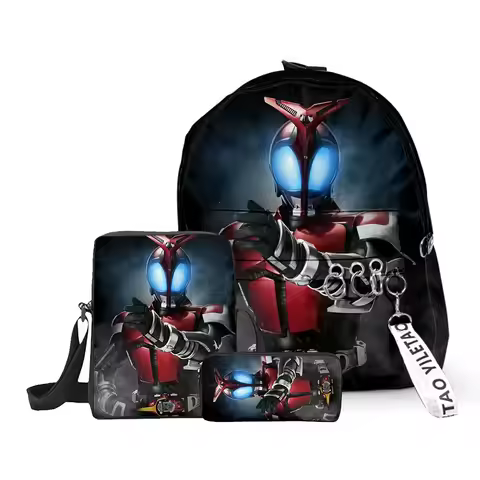Hip Hop Youthful Kamen Rider 3D Print 3pcs/Set Children Pupil Travel bags Key Chain Small Backpack S