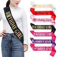 Sash Happy Birthday Girl Princess Queen Glitter Custom Selempang Hari Jadi Tiara Crown Shoulder Stra