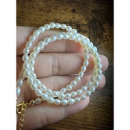 Fat freshwater egg pearl necklace, size 3.8mm, worn close to the neck, S925 silver buckle, 43-48 cm 