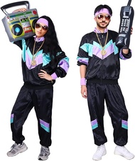 80s 90s Outfit for Men 80’s Tracksuit Costumes Women Mens 80s Costume Retro Shell Hip Hop Windbreake