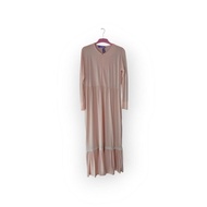 DISKON LEBARAN Gamis Muslim Wanita Jersey Brand Elzata Warna Peach Polos