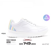 Aerostreet 37-40 Rainbow Putih Putih Garis - Sepatu Sneakers Casual Sport Pria Wanita Aero Street