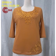 Middle-aged Women's Blouse with 2 Layers of Luxurious Stone Applique 5 Sizes 50-90kg