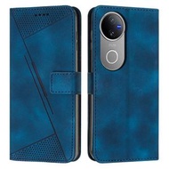 全城熱賣 - 適用於vivo V50 夢幻三角手機皮套帶斜挎繩（藍色）