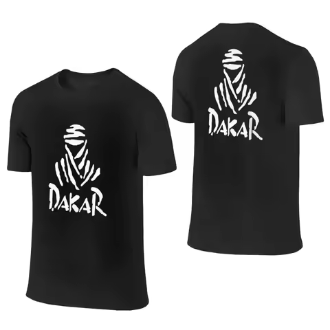 100% Cotton Dakar Rally Motorcycle T-Shirt Men's Double Sided T Shirt Men Round Neck Summer Shirts T