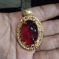 Liontin Batu Akik Merah Siam Oval Jumbo