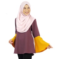 AQEELA Muslimah Wear Bell Sleeve Blouse -Cocoa (qb060e)