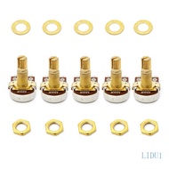 LIDU1 5pcs A500K Potentiometer Splined  Electric Guitar Bass Effect Amp Tone Volume