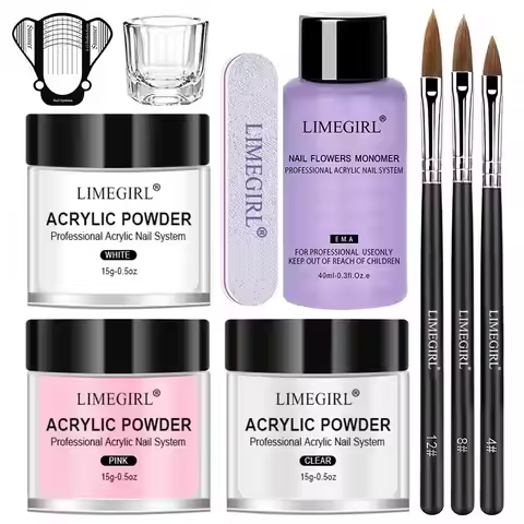 Nail Acrylic Powder and Liquid Monomer Nails Art Decoration For Manicure Set Kit Crystal Nail Glitte